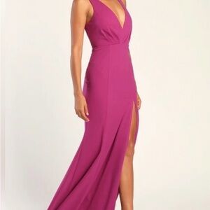 Lulu's Fuchsia Mermaid Maxi Dress with Slit